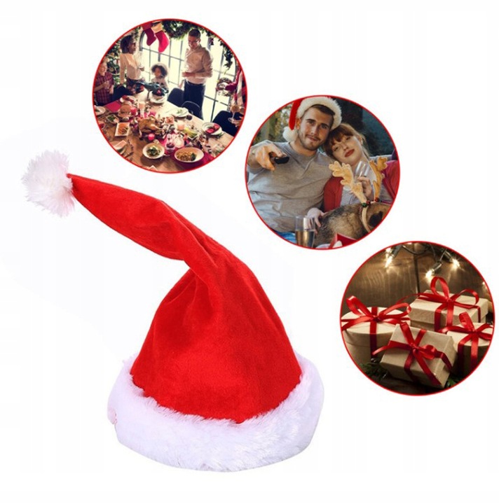 INTERAKTYWNA CZAPKA MIKOŁAJA TAŃCZĄCA GRAJĄCA ZABAWNA DEKORACJA ŚWIĄTECZNA