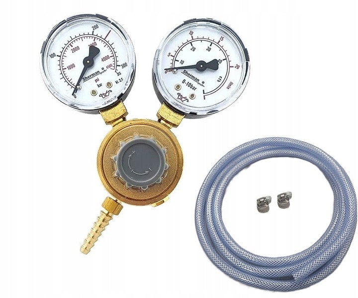 Reduktor Butlowy Mini Zawór Redukcyjny CO2 ARGON DWUTLENEK + wąż 2m opaski