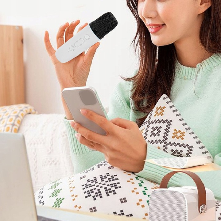 MIKROFON BEZPRZEWODOWY KARAOKE GŁOŚNIKIEM BLUETOOTH GŁOŚNIK Z KOLOROWYM LED