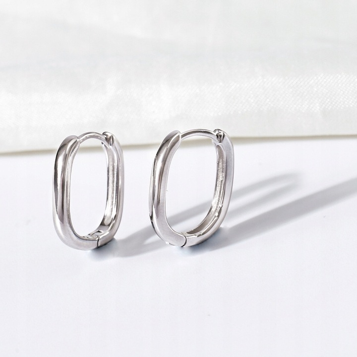 Kolczyki srebrne 925 elipsa geometryczne angielskie zapięcie srebro 925