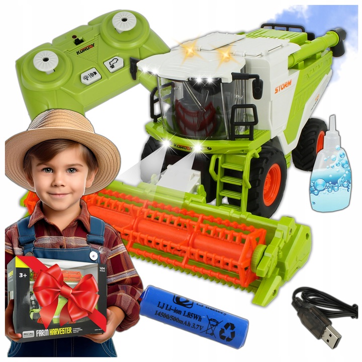 Kombajn Zdalnie Sterowany Pilot R/C Traktor Generator DYMU Światła Dźwięk