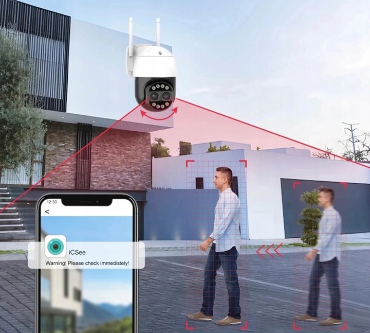 Kamera Zewnętrzna WiFi Obrotowa Dwa Obiektywy 2x4MP