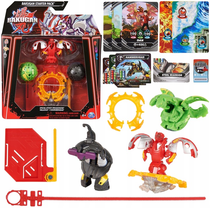 BAKUGAN ZESTAW STARTER PACK GRA STRATEGICZNA ZESTAW STARTOWY 3 FIGURKI