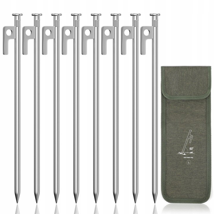 kotwy do trampoliny Solidne kotwa do ziemi 9mm 30cm 8szt z workiem srebrny