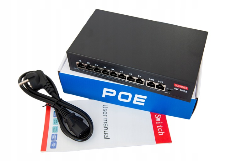 Switch POE 8xPoe100Mb/s 2xUplink1Gb/s do kamer IP