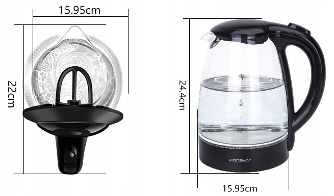 Czajnik elektryczny Aigostar Adam 2200 W 1,7 l czarny