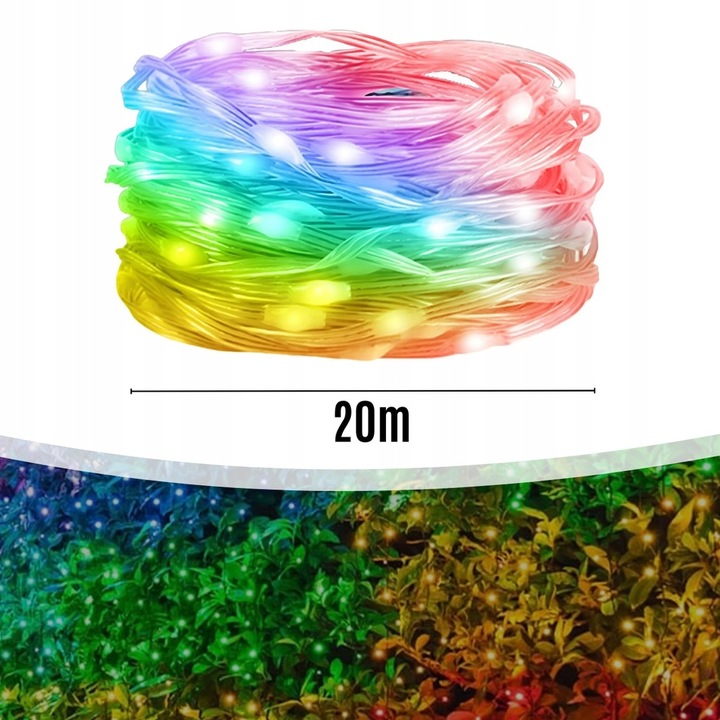 LAMPKI CHOINKOWE 200 LED MULTIKOLOR ŚWIĄTECZNE SMART WIFI PILOT 20M