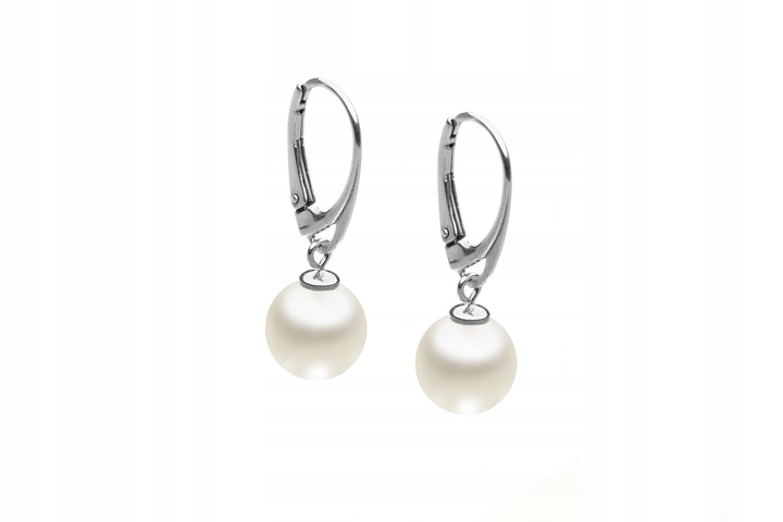 Srebrne kolczyki wiszące z perłą Swarovski