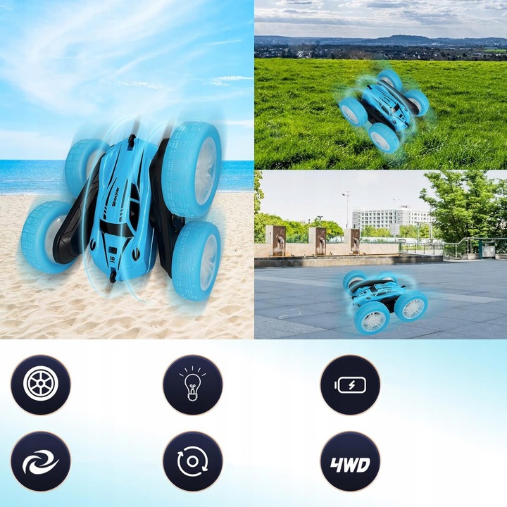 AUTO TWISTER TAŃCZĄCY SAMOCHÓD AKROBATA KASKADER 4WD Z LED Z PILOT Z AKU
