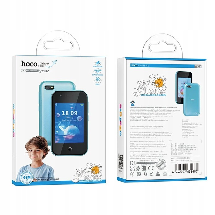 HOCO smartphone dla dzieci 2,8" Y102 niebieski