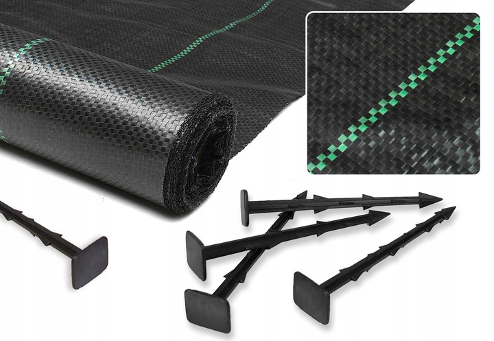 AGROTKANINA 135g 1,6x50m agrowłóknina PREMIUM UV 3% mocna czarna mata+kotwy