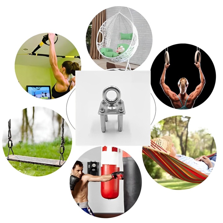 HAK MOCOWANIE SUFITOWE STALOWY UCHWYT DO MONTAŻU PASÓW TRX HUŚTAWKI WORKA