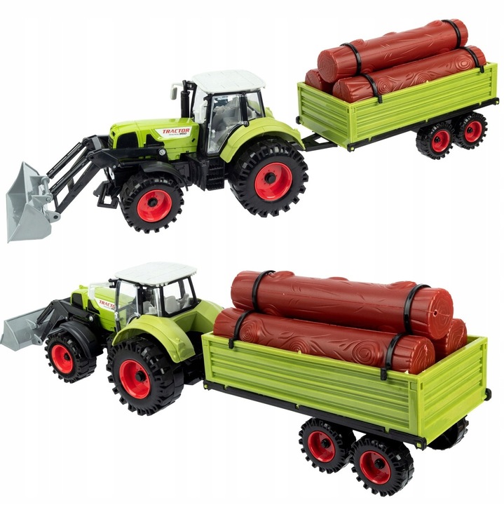 Duży Traktor z Przyczepą Ciągnik NAPĘD Ruchome elementy Otwierane drzwi