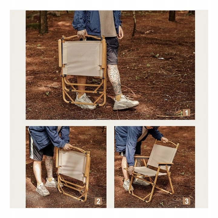 Składane krzesło ogrodowe, turystyczne, kempingowe, kremowe KRT09K