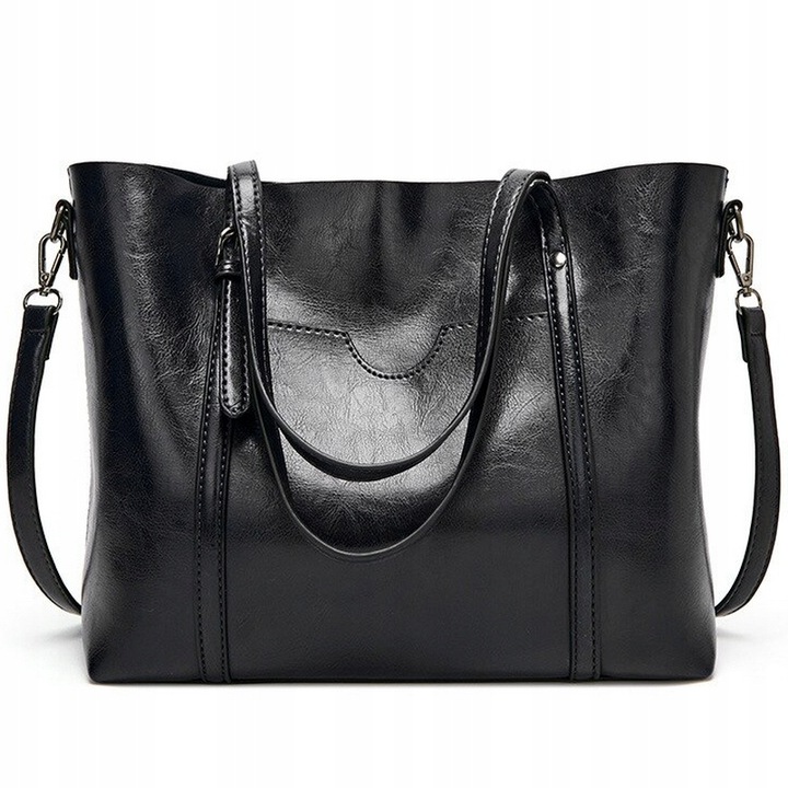 Torebka CZARNA Damska Miejska Pojemna Skóra Ekologiczna Duża A4 TORBA