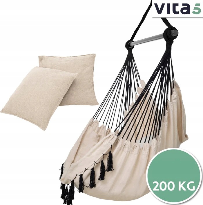 FOTEL WISZĄCY KRZESŁO BRAZYLIJSKIE HAMAK HUŚTAWKA 2 Poduszki + MOCOWANIE