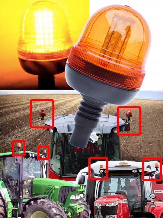 LAMPA LED 12V/24V BŁYSKOWA KOGUT NA TRZEPIEŃ MOCNA