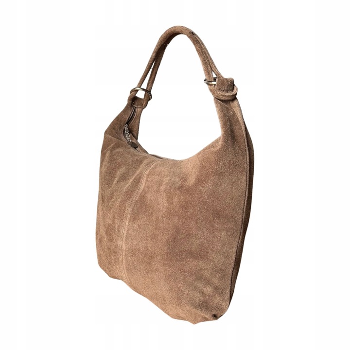 TAUPE ZAMSZOWA TOREBKA WOREK CAPPUCCINO TOREBKA ZAMSZ NATURALNY Vera Pelle