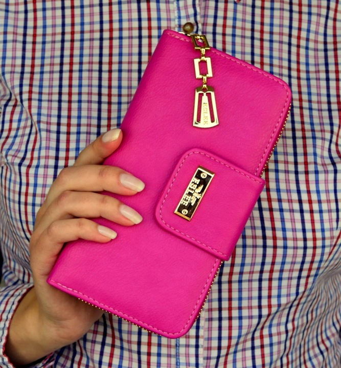 PORTFEL DAMSKI DUŻY TOREBKA NA ZAMEK PODWÓJNY MODNY ORGANIZER SUWAK STYLOWY