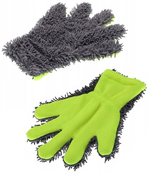 2x RĘKAWICE Z PALCAMI Z MIKROFIBRY SZENIL + SIATKA DO MYCIA USUWANIA BRUDU