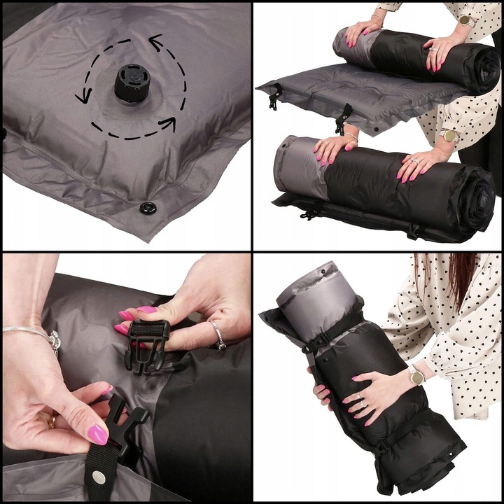 MATA SAMOPOMPUJĄCA KARIMATA 180x66 cm Z PODUSZKĄ GRUBA Z POKROWCEM MATERAC