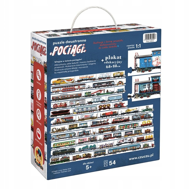 CzuCzu Puzzle POCIĄGI Dwustronne Układanka Stwórz Własny Pociąg 5+