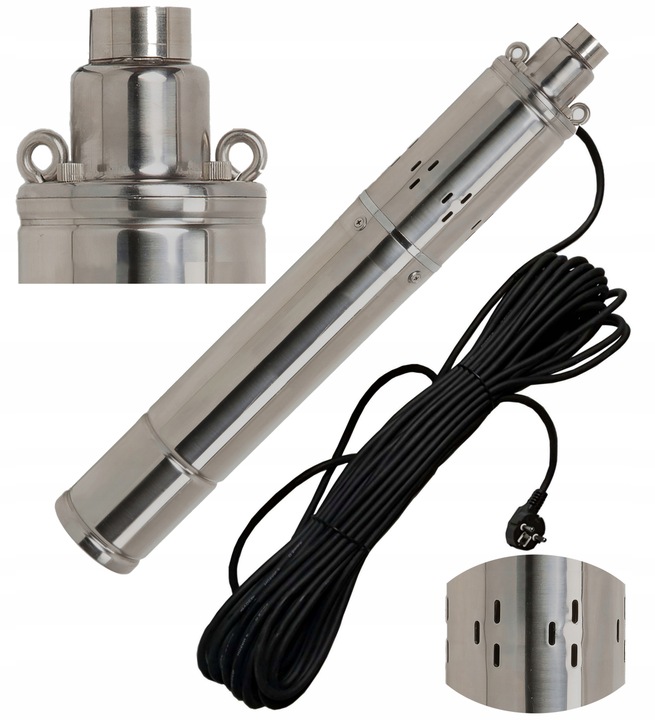 POMPA GŁĘBINOWA DO WODY CZYSTEJ DO STUDNI WYDAJNA MOCNA STAL 4" + KABEL 20M