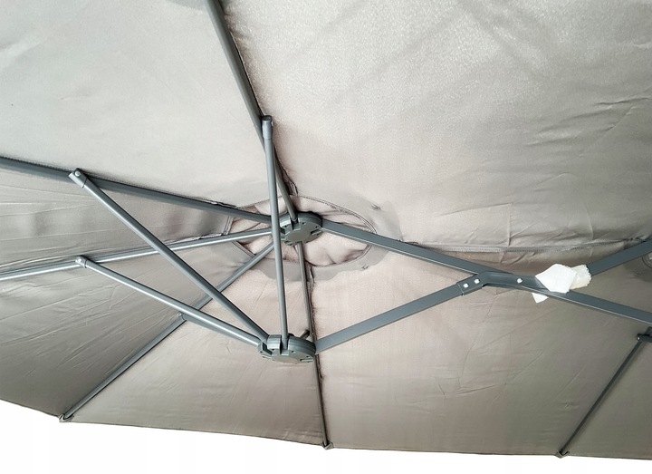 PODWÓJNY PARASOL OGRODOWY PRZECIWSŁONECZY Z KORBKĄ POKROWIEC PHOENIX SZARY