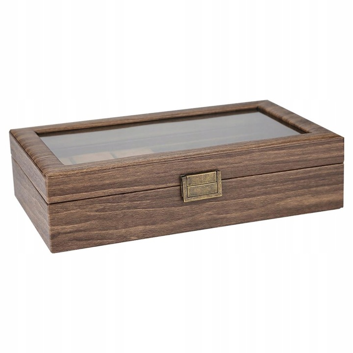 Pudełko na zegarek w stylu vintage Drewniane pudełko z organizerem ze