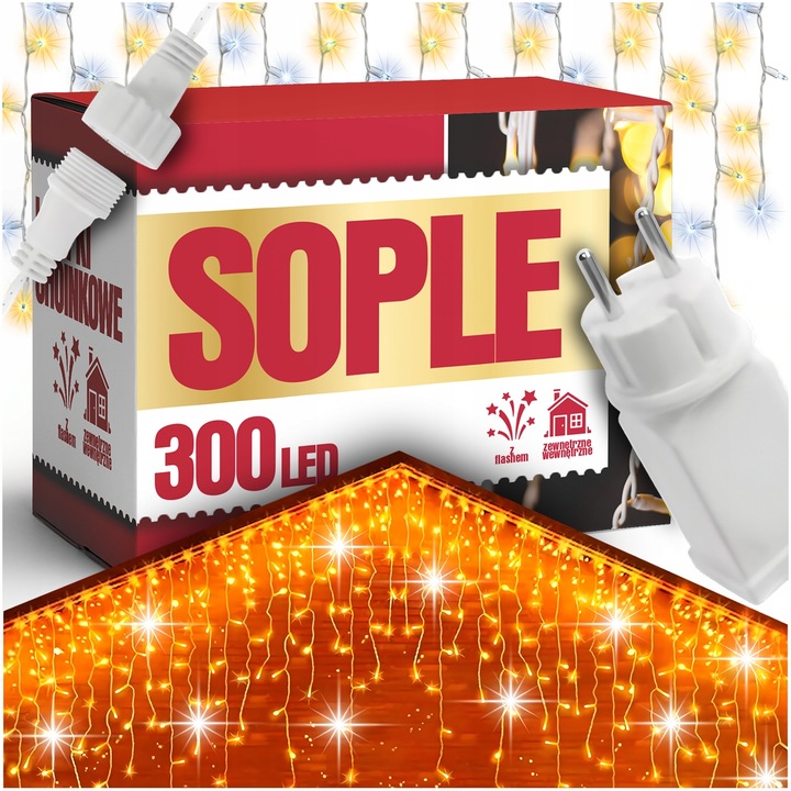 SOPLE LAMPKI CHOINKOWE 300 LED 14,5 M ZEWNĘTRZNE ŚWIĄTECZNE ŚWIATEŁKA FLASH