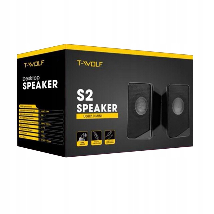 GŁOŚNIKI KOMPUTEROWE 2.0 LAPTOP PC USB T-WOLF S2