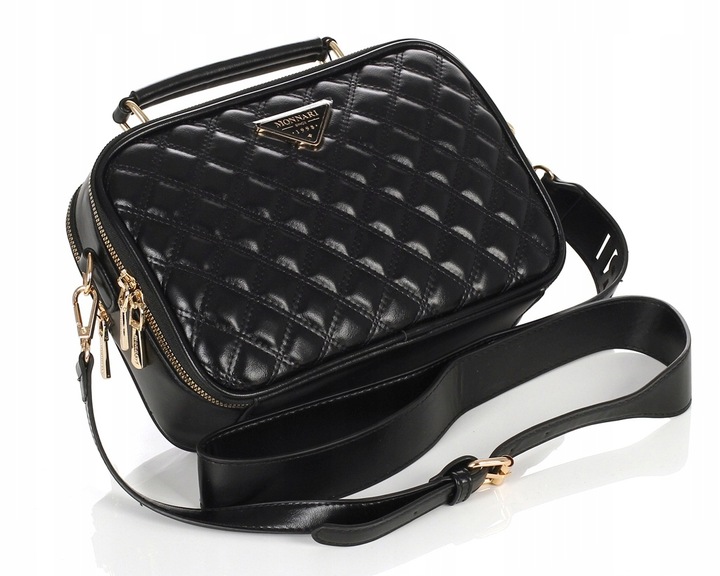 MONNARI Pikowana torebka listonoszka Kuferek Dwie komory Rączka + pasek