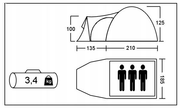 NAMIOT TURYSTYCZNY MONSUN 3 PRO ACAMPER 3500mm + GRATIS
