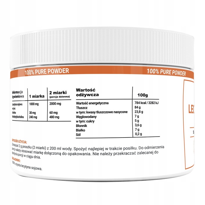 LECYTYNA SOJOWA 100% w proszku KONCENTRACJA STRES PAMIĘĆ Alto Pharma 250G