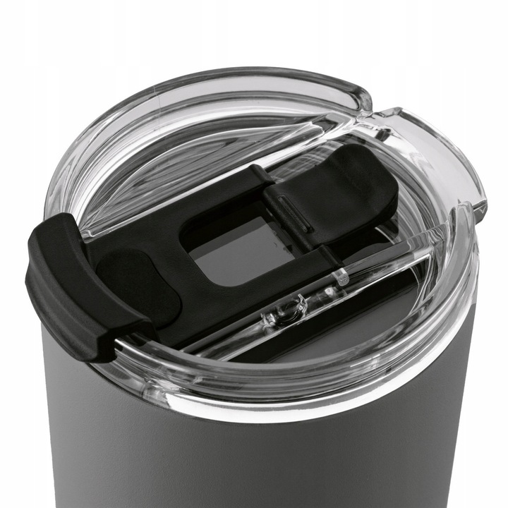 KUBEK TERMICZNY ze słomką poręczny PRÓŻNIOWY SZARY Konighoffer Davos 420 ml