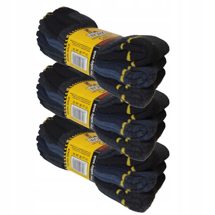 9x Skarpety robocze WORK grube SUPER MOCNE wzmacniane skarpetki frotte BHP