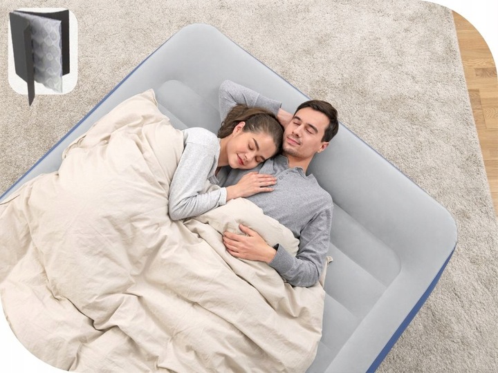 Duży Materac Dmuchany Welurowy Łóżko do Spania z Pompką Bestway MODEL 2025