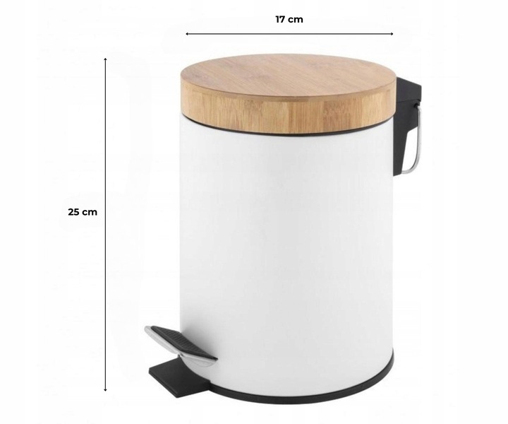 Kosz na śmieci łazienkowy 3l bambus śmietnik do wc łazienki kuchni biały