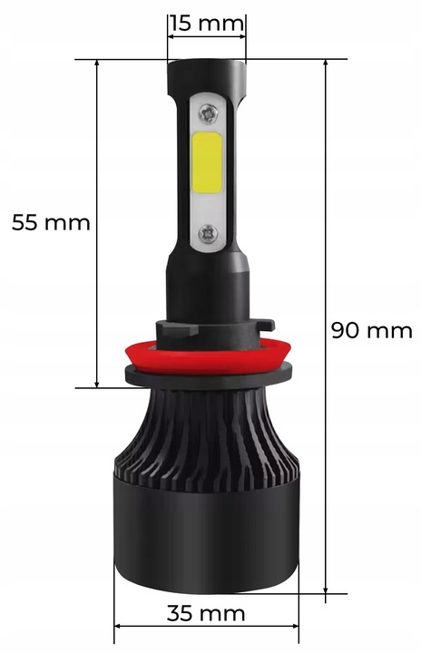Żarówki LED H11 Mocne 16000LM 6000K COB 72W 4-Stronne komplet 2 szt.