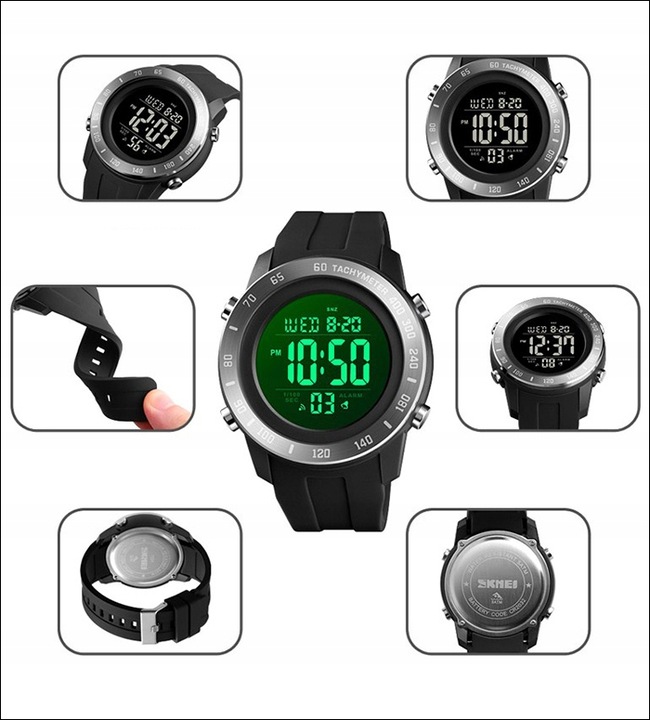 Zegarek męski SKMEI czarny elektroniczny wiele funkcji