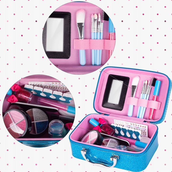 KUFEREK KOSMETYKÓW ZESTAW DO MAKIJAŻU I PAZNOKCI ŚNIEŻYNKA DLA DZIECI