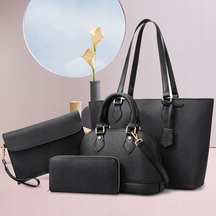 ZESTAW TOREBEK DAMSKICH 4W1 – STYLOWE TOREBKI NA CO DZIEŃ I DO PRACY CZARNY