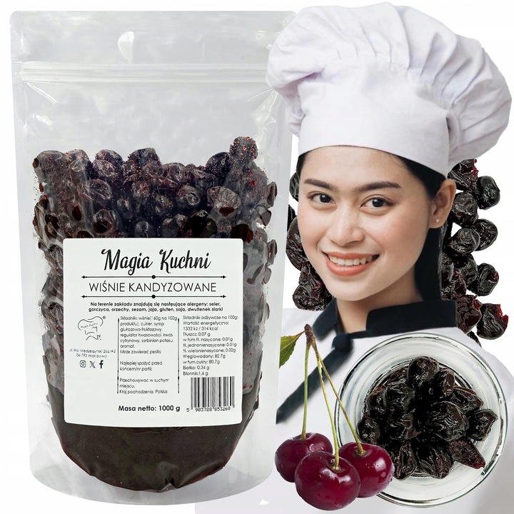 Wiśnie KANDYZOWANE 1kg W SYROPIE wiśnia CAŁA