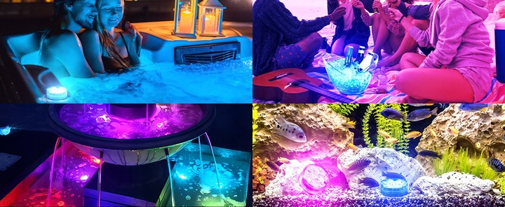 4x OŚWIETLENIE BASENU PODWODNE BASENOWE LAMPKA LED RGB Z PILOT