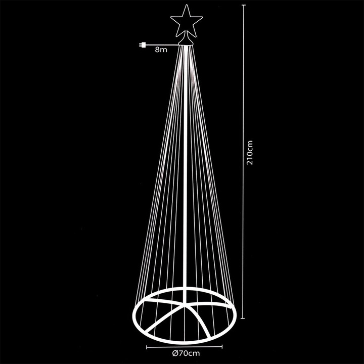 Choinka ŚWIECĄCA dekoracja zewnętrzna ogrodowa z lampkami czubkiem 210 cm
