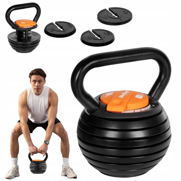 Kettlebell żeliwny automatyczny regulowany odważnik kula 18kg REBEL ACTIVE