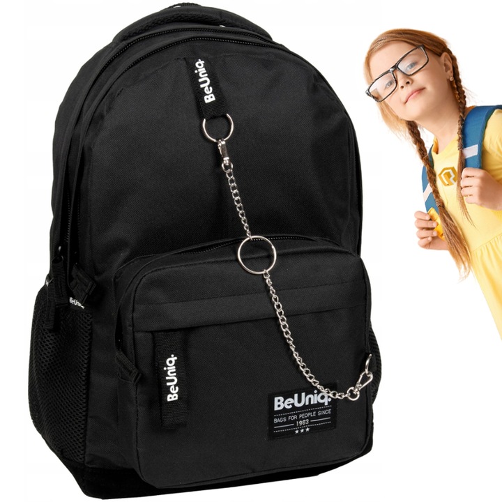 Plecak szkolny młodzieżowy BeUniq Casual czarny