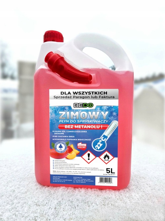 ZIMOWY PŁYN DO SPRYSKIWACZY PIĘKNY ZAPACH bez TRUJĄCEGO METANOLU !! -22 10L