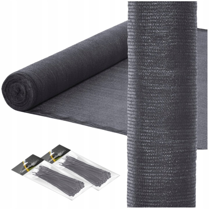 SIATKA CIENIUJĄCA 1,5x50m OSŁONA MASKUJĄCA NA OGRODZENIE PŁOT 75% GRAFITOWA