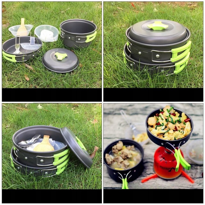 ZESTAW NACZYŃ ZEWNĘTRZNYCH ZESTAW DO PRZYPRAW KEMPINGOWYCH ZASTAWA OBIADOWA